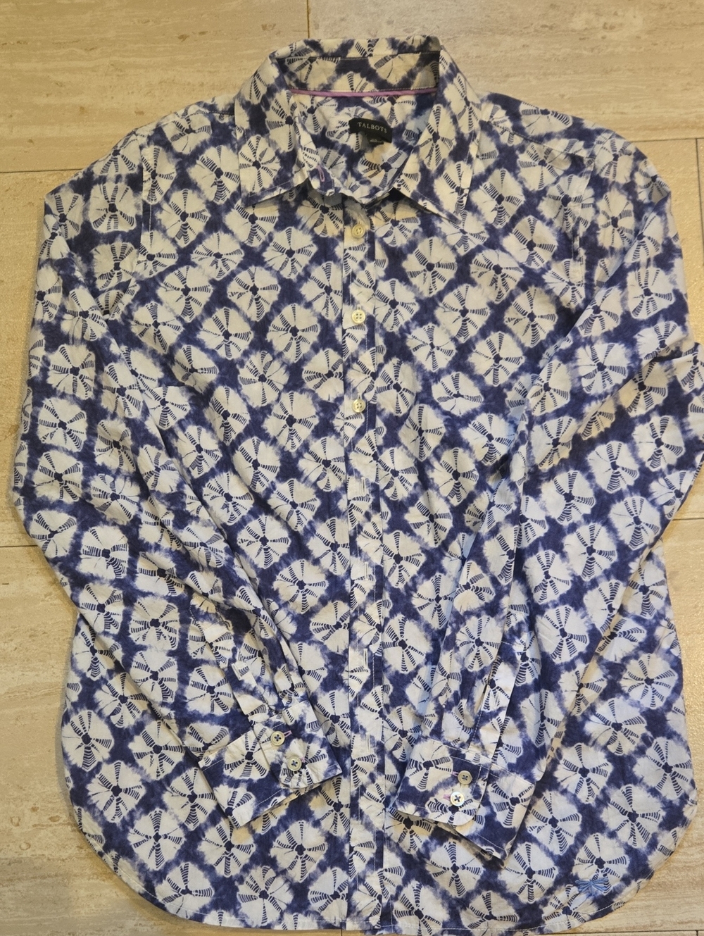 Talbot's Design Print Button Down Shirt